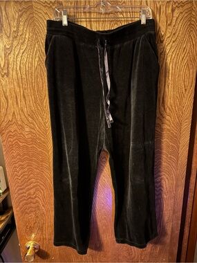 White Stag Black Velour Drawstring Track Pants